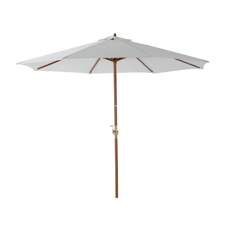 Crèmekleurige achthoekige parasol van 270 cm – bamboe en handslingerbediening
