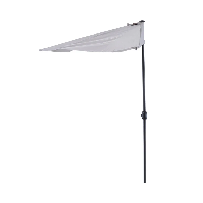 Halfronde balkonparasol met handslinger grijs 150 cm