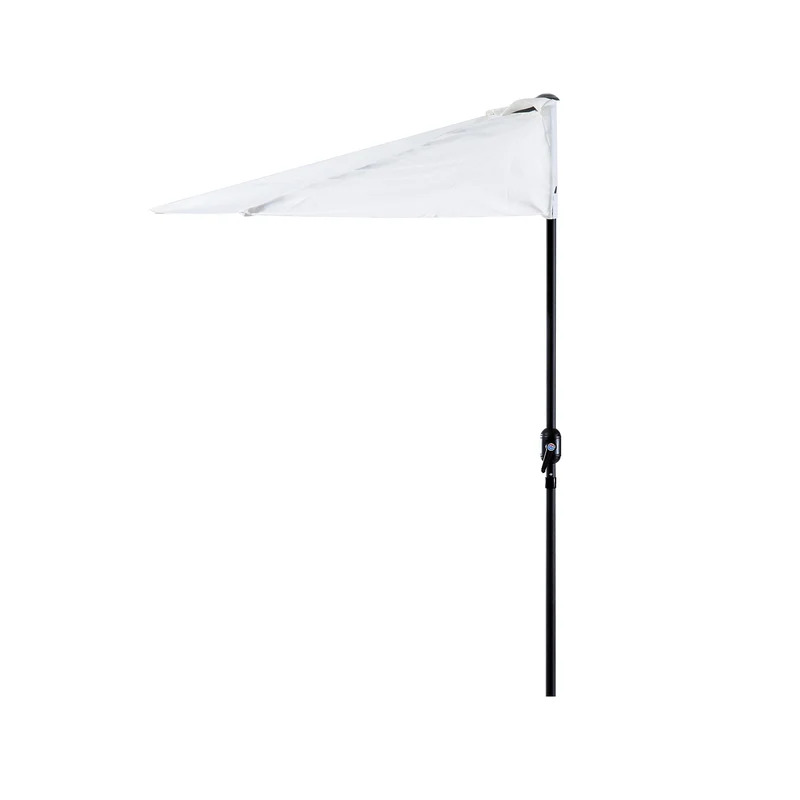 Halfronde balkonparasol met handslinger crèmewit 150 cm