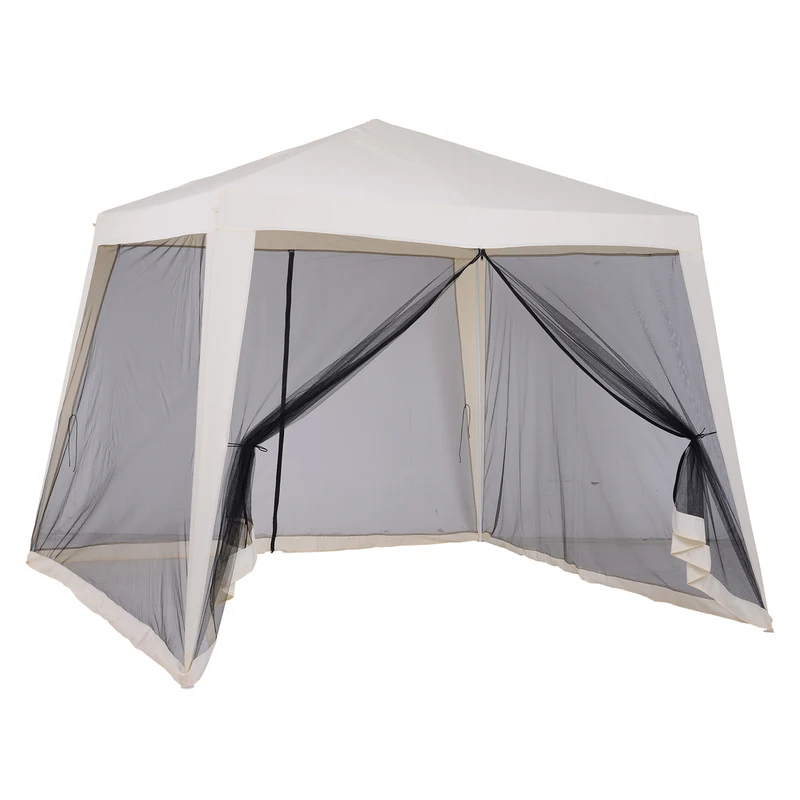 Tuinpaviljoen 3 x 3 m met muggengaas - Beige