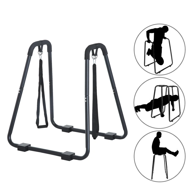 Dip Station met Knee Raise – Zwart Staal, 96,5 cm Hoog
