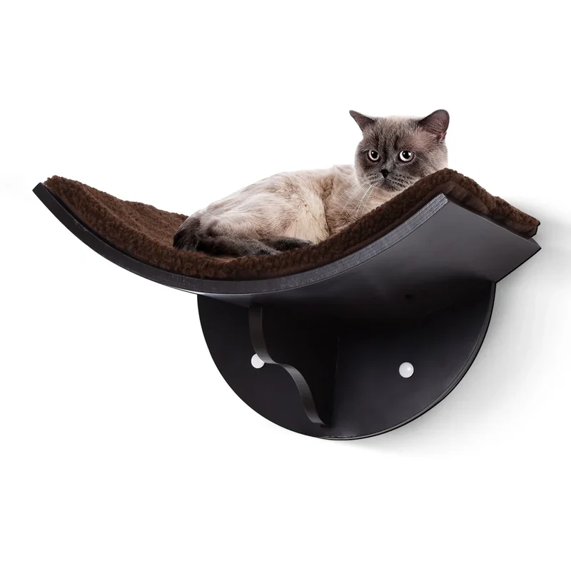 Bruin Kattenbed van MDF met Wasbare Bekleding – Voor Wandmontage en Verhoogd Slapen