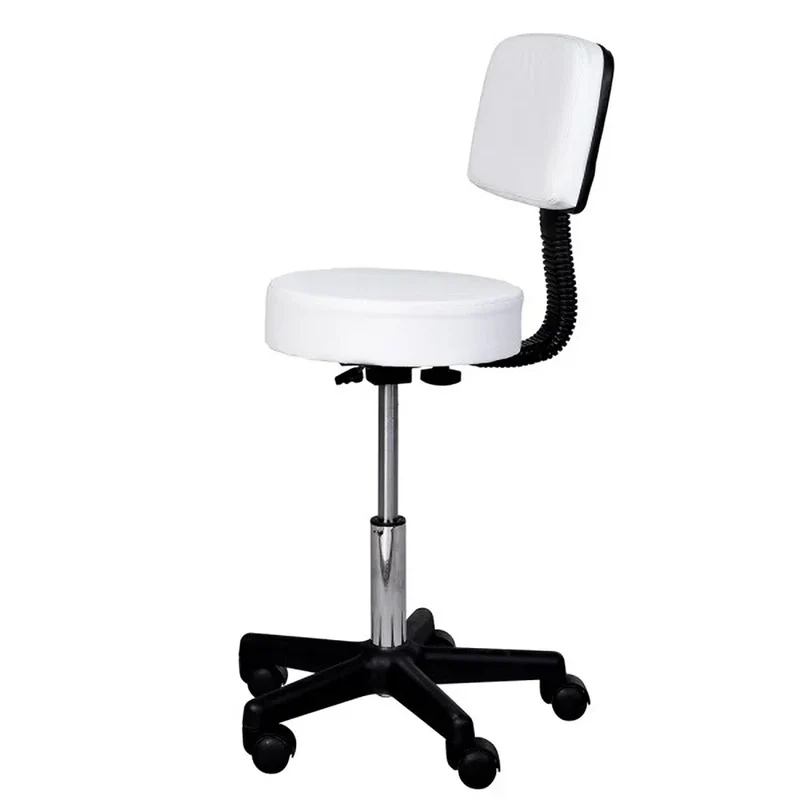 Ergonomische Witte Tabouret met Rugleuning – In Hoogte Verstelbaar voor Salon of Praktijk
