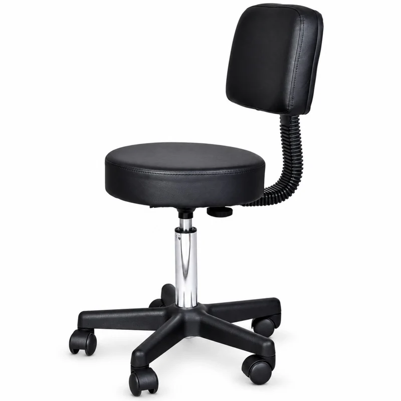 Zwarte Tabouret met Rugleuning – Ergonomisch Verstelbaar