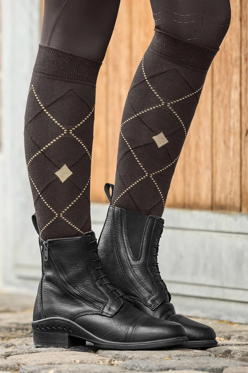 Argyle ademende rijsokken Espresso 39-42