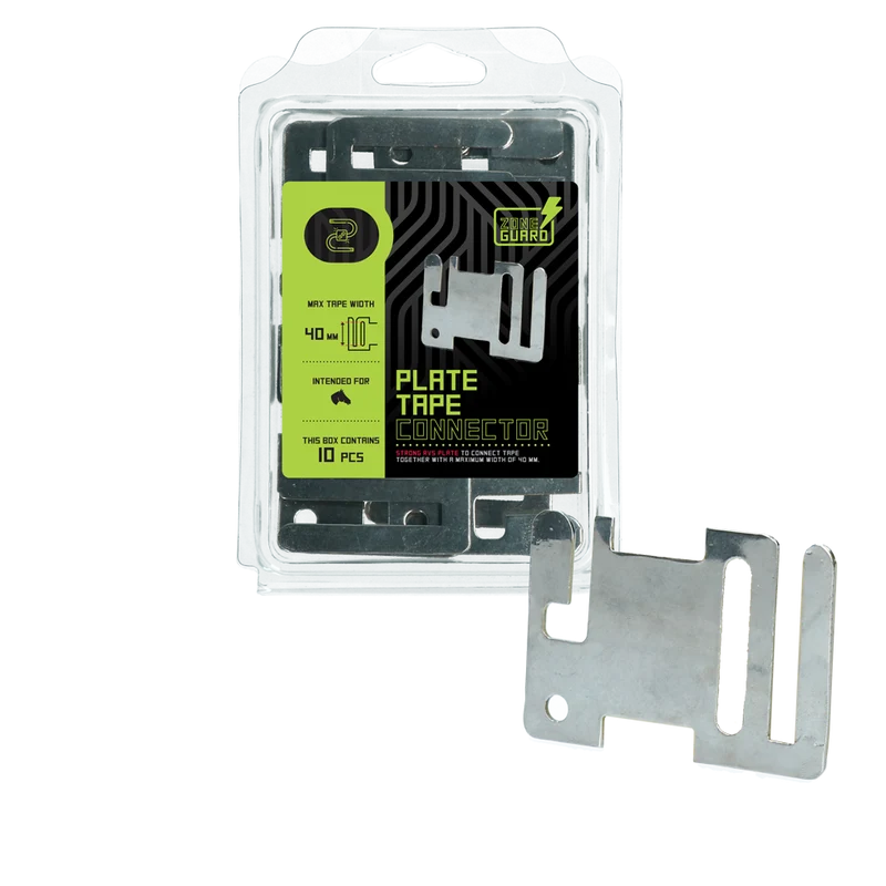 ZoneGuard Piastra di inizio/fine recinzione in nastro acciaio inox