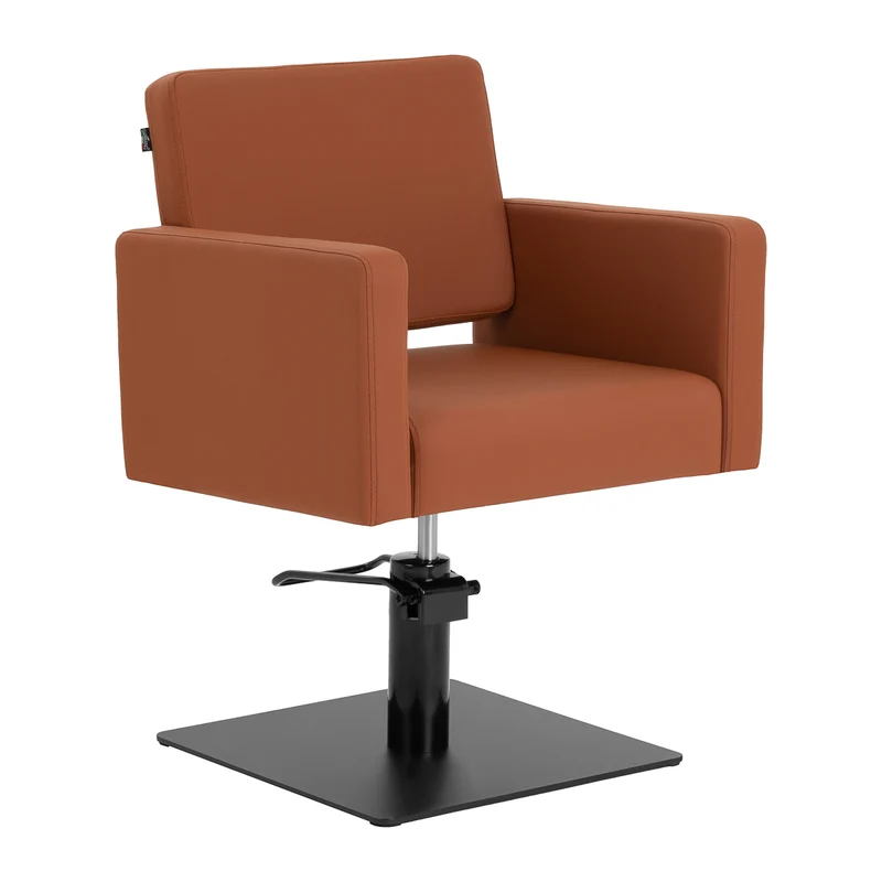 Gabbiano Vitoria Kappersstoel Bruin – Professionele Hydraulische Kappersstoel – Draaibare Salonstoel met Eco-Leer – Luxe Kappersstoel voor Kapsalon en Barbershop