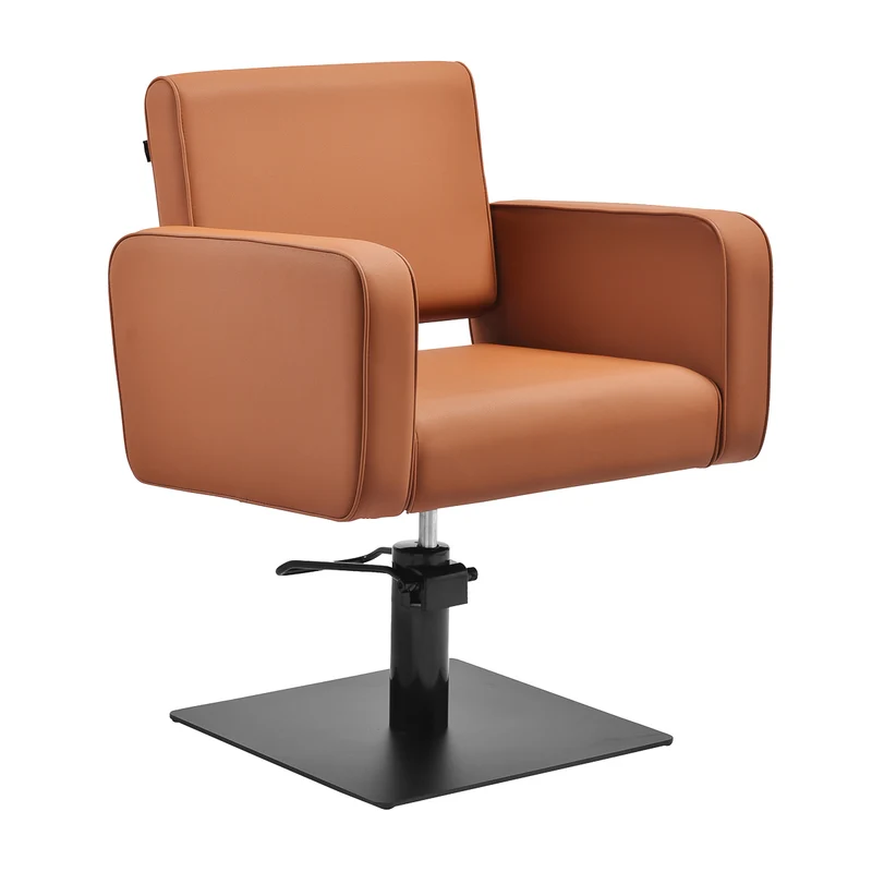 Gabbiano Bilbao Kappersstoel – Bruine Kappersstoel met Zwarte Basis – Hydraulische Lift – Ergonomisch Design – Comfort & Stijl voor Professionele Salons