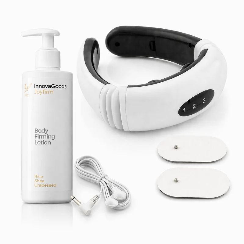 Pack Masajeador de Cuello y Espalda Electromagnético y Loción Corporal Reafirmante Rice Joyfirm 250 ml InnovaGoods