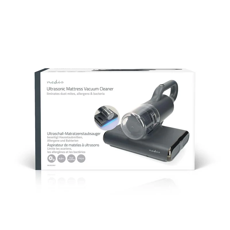 Nedis MCCD250GY - Stoomreiniger - Roterende Borstel - 500W - UV-C Licht Technologie - Matrasreiniger - Donkergrijs