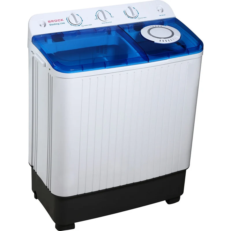 Brock XXL Camping Wasmachine 7.8 kg – Dubbele Trommel – 6.0 kg Centrifuge – Energiezuinig & Stil – Voor Caravan, Camper & Klein Wonen