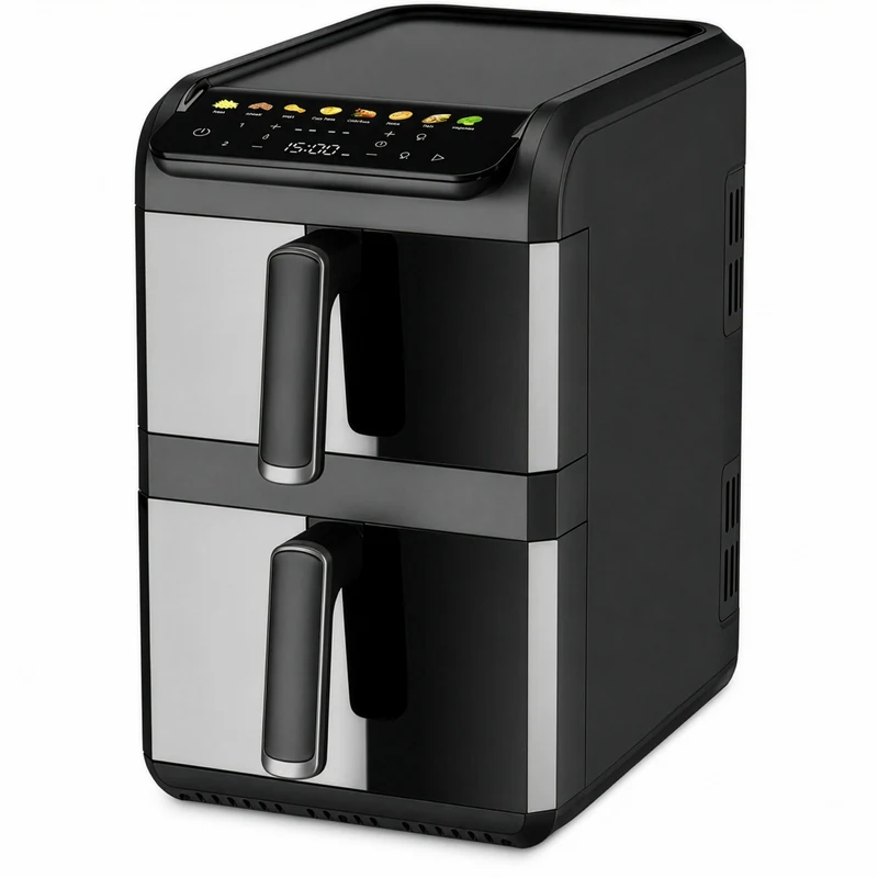 Adler AD 6325 Dubbele Airfryer XXL 10 Liter met 2 Lades – 4L + 6L – 2700W – Kijkvenster – Zwart