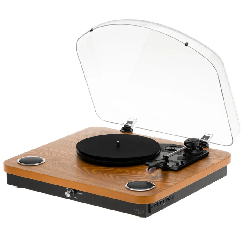 Adler AD 1914E Platenspeler met Speakers & Bluetooth – Vinyl Speler met USB – 33/45/78 Toeren – Hout