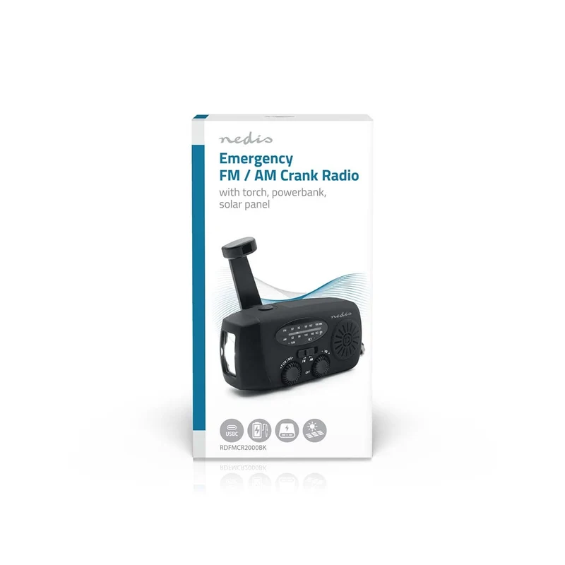 Noodradio Tafelmodel - AM / FM - Accu gevoed / Handslinger / USB Gevoed