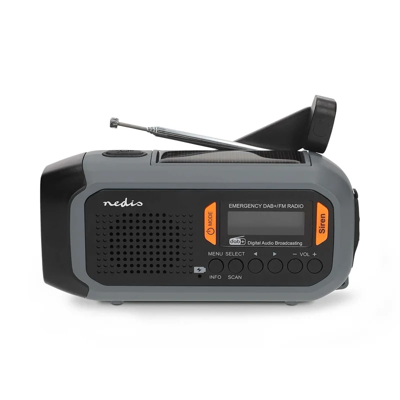 Noodradio Draagbaar Model - DAB+ / FM - Batterij Gevoed / Netvoeding / Solar Powered