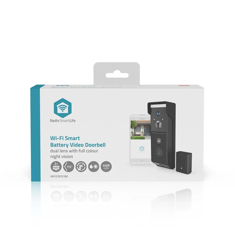 SmartLife Videodeurbel Batterij Gevoed - 2x Full HD 1080p - Cloud Opslag (optioneel) / microSD (niet inbegrepen)