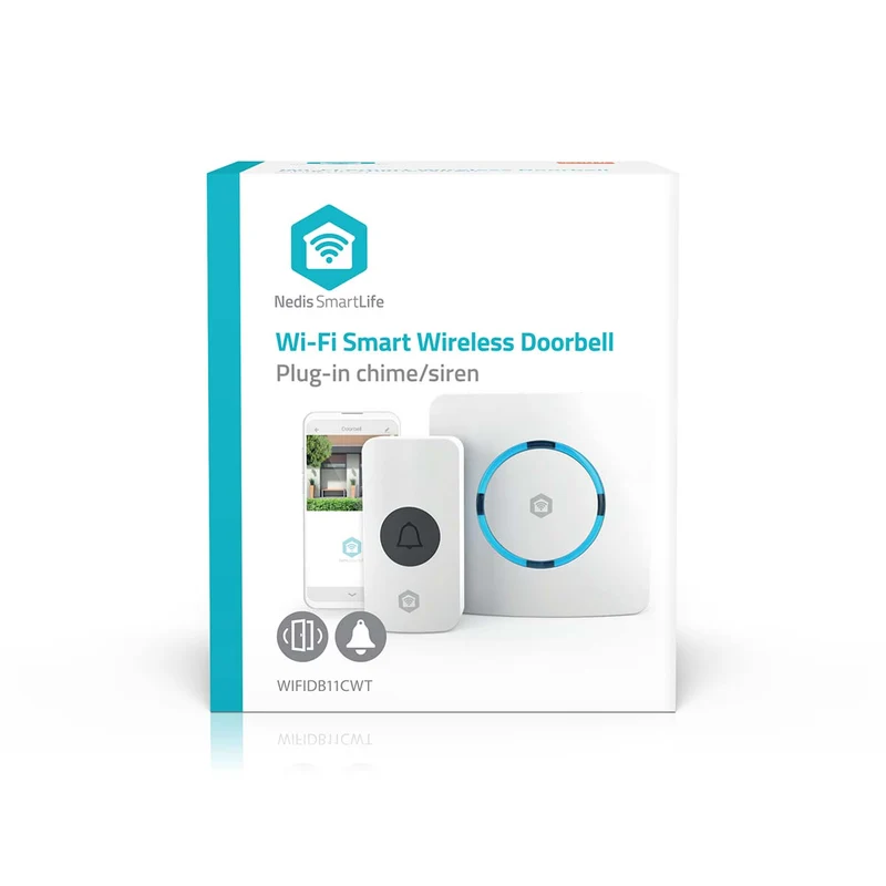 Nedis WIFIDB11CWT - Slimme draadloze deurbel met plug-in bel en sirenefunctie - Regelbaar volume - Wit