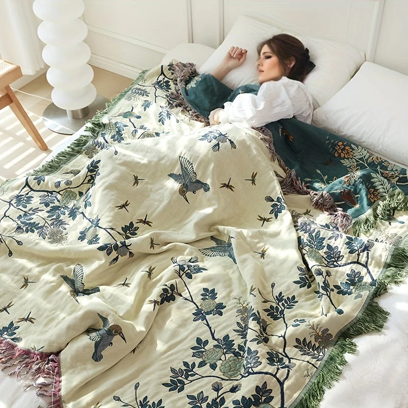 Katoenen Plaid Meerlaags Gaas Zomerdeken Bedsprei Sofabeschermer Picknickkleed Ademend Vormvast Licht | Sansoti