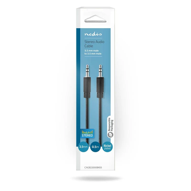 Stereo-Audiokabel 3,5 mm Male - 3,5 mm Male - Vernikkeld
