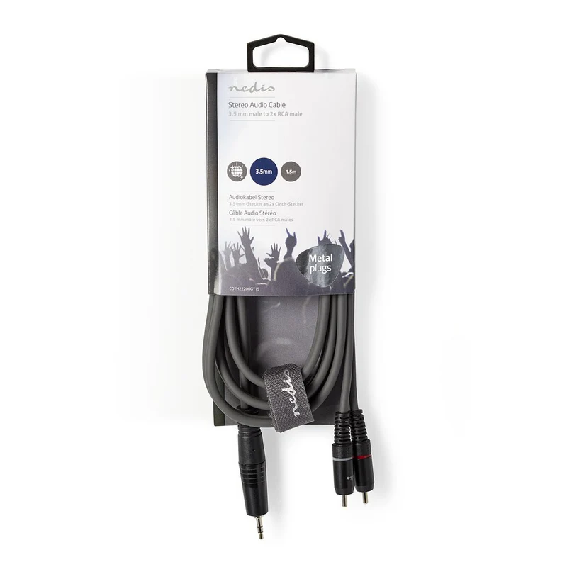 Stereo-Audiokabel 3,5 mm Male - 2x RCA Male - Vernikkeld