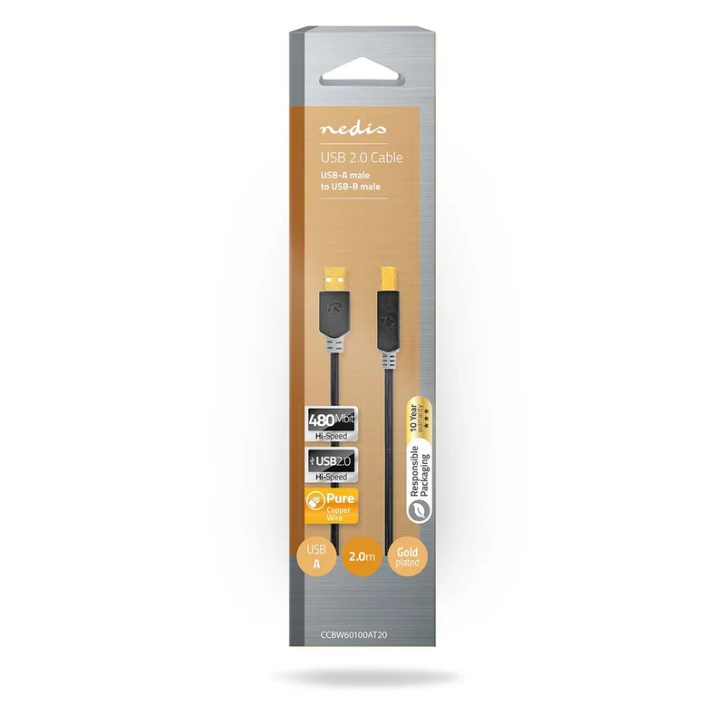 USB-Kabel USB 2.0 - USB-A Male - USB-B Male