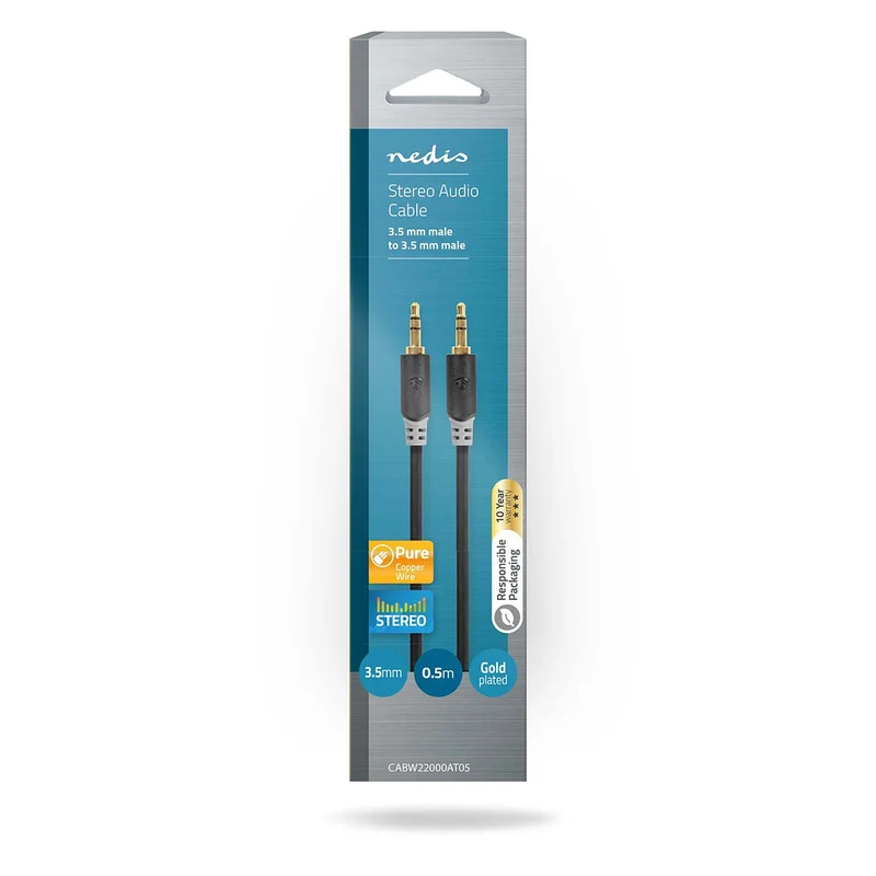 Stereo-Audiokabel 3,5 mm Male - 3,5 mm Male - Verguld