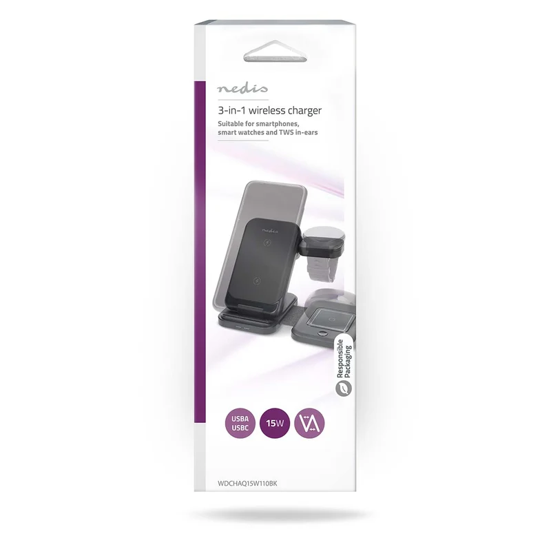 Draadloze Oplader 3-in-1 - 15W - LED-indicatie in gebruik