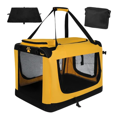 Purlov Opvouwbare Hondenbench – Honden Transporttas – Reisbench voor Hond en Kat – 60 x 42 x 44 cm – Tot 25 kg