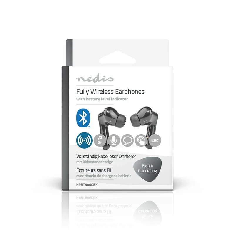 Volledig Draadloze Oordopjes ANC (Active Noise Cancelling) - Bluetooth® - Batterij 1 werkingstijd standaard verbruik: 300 min