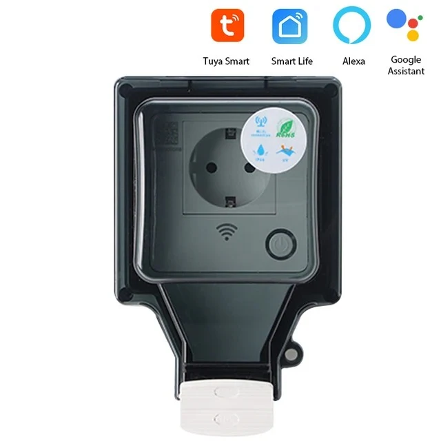 Slimme Wifi Buitenstopcontact IP66 Waterdicht met App Bediening Spraakbesturing Timer voor Alexa Google Tuin | Sansoti