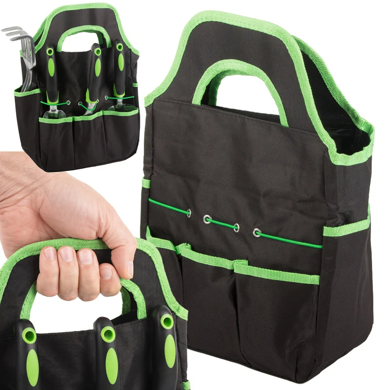 Gereedschapstas Tuin Groot – Tuingereedschap Tas – Gereedschap Organizer – Opbergtas voor Tuingereedschap, Werkplaats, Garage en Klussen – Zwart/Groen
