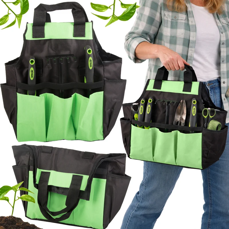 Gereedschapstas Tuin – Tuingereedschap Tas – Gereedschap Organizer – Grote Opbergtas voor Tuingereedschap, Werkplaats, Garage en Klussen – Zwart/Groen