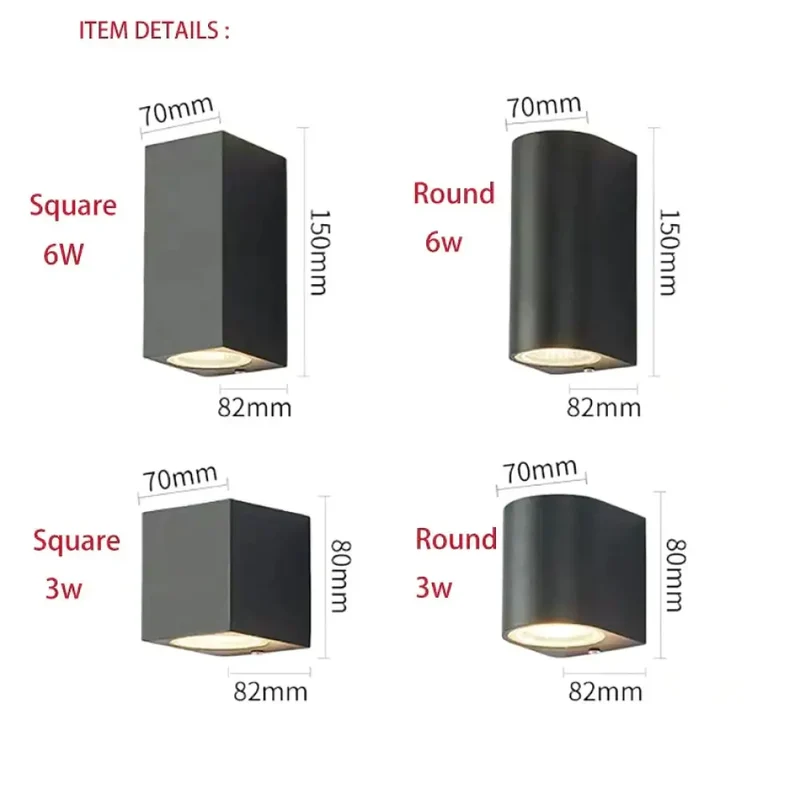 LED Buitenwandlamp Aluminium Vierkant Waterdicht IP65 Modern Design Tuinverlichting Portiekverlichting | Sansoti