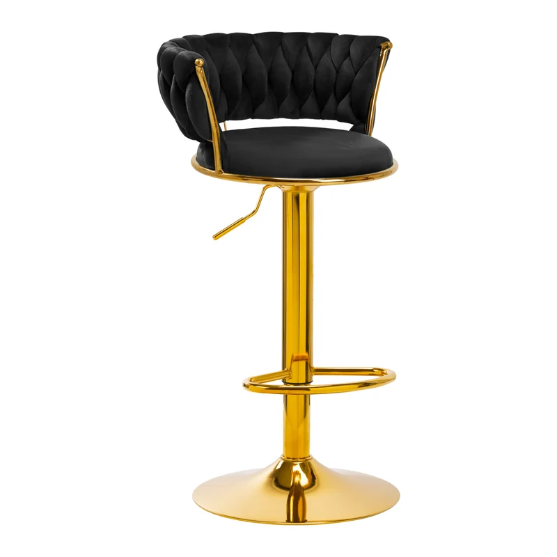 4RICO Barkurk Verstelbare Barhocker QS B313a Zwart Velvet Voor Professionele Salons