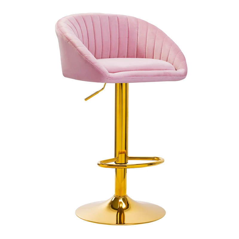 4RICO Barhocker QS B16G Roze Velvet Ergonomisch Comfortabel