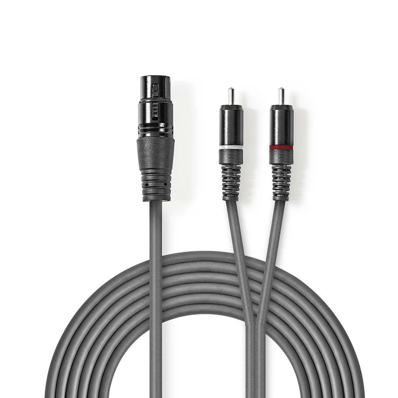 Gebalanceerde Audiokabel XLR 3-Pins Female - 2x RCA Male - Vernikkeld