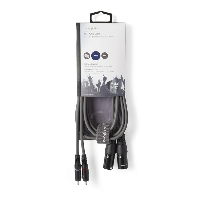 Gebalanceerde Audiokabel 2x XLR 3-Pins Male - 2x RCA Male - Vernikkeld