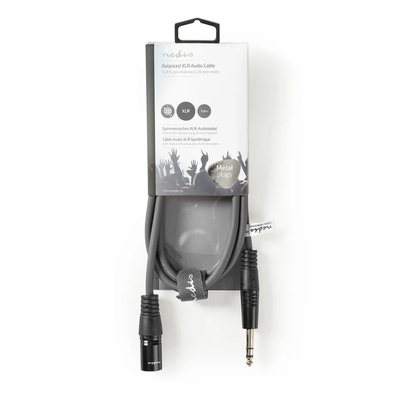 Gebalanceerde Audiokabel XLR 3-Pins Male - 6,35 mm Male - Vernikkeld