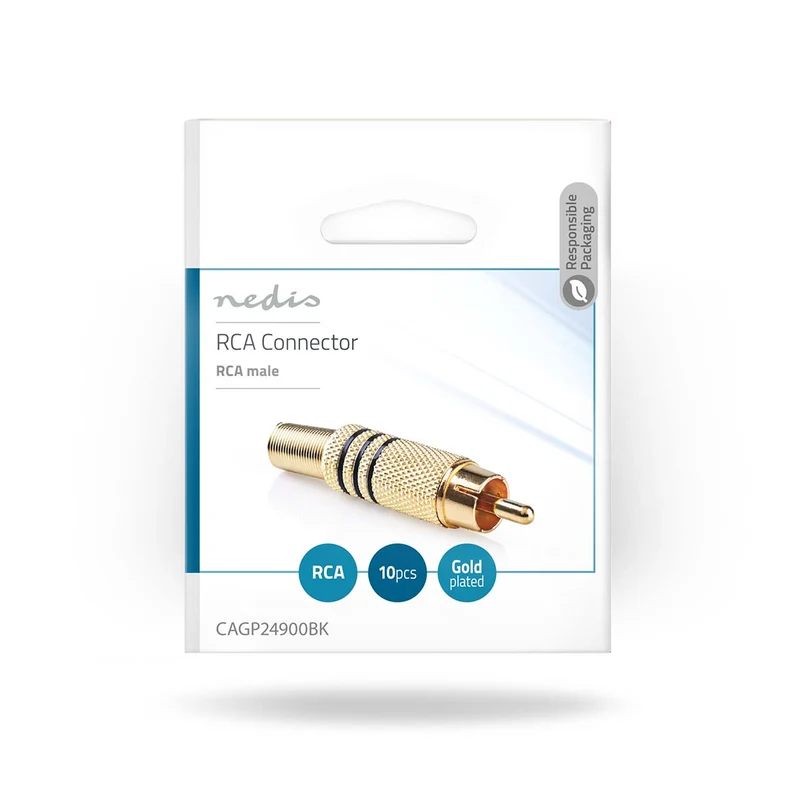 RCA-Connector Recht - Male - Verguld