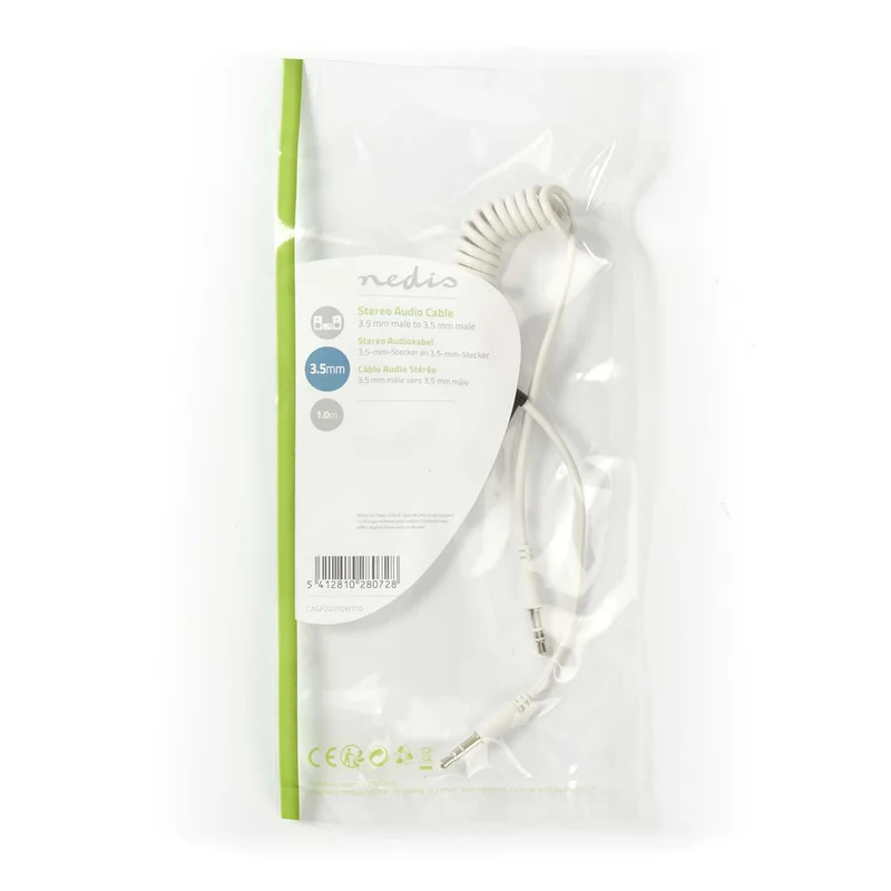 Stereo-Audiokabel 3,5 mm Male - 3,5 mm Male - Vernikkeld