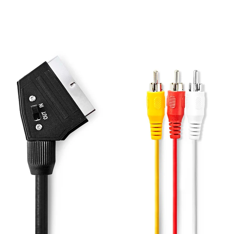 SCART-Kabel SCART Male - 3x RCA Male - Vernikkeld