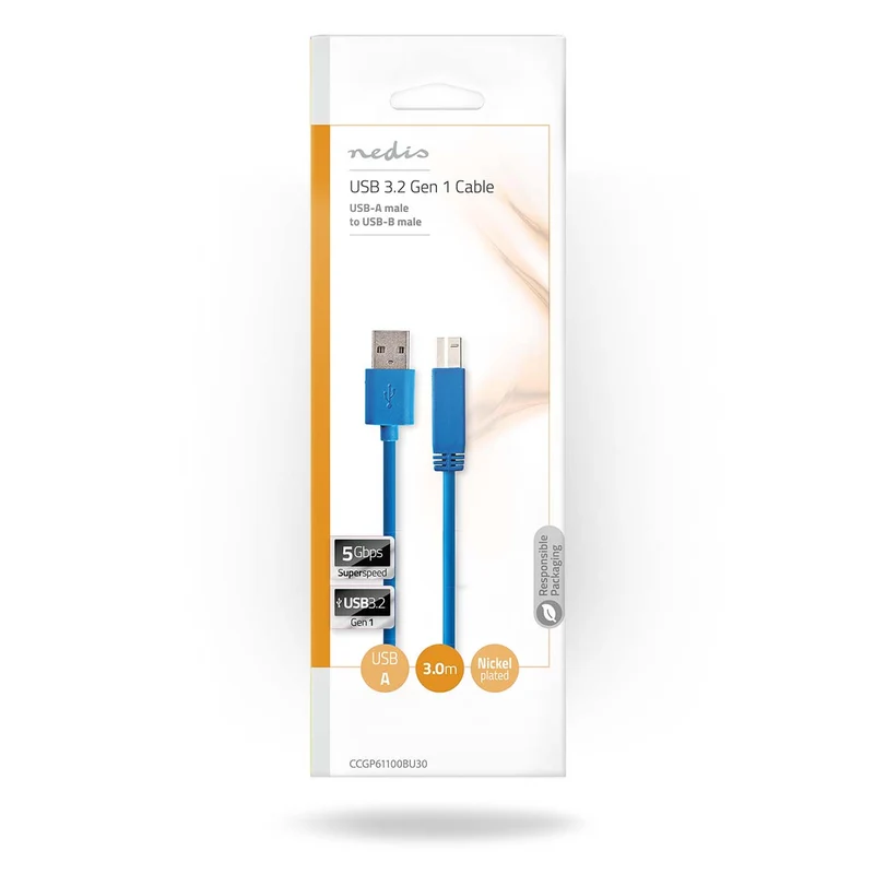 USB-Kabel USB 3.2 Gen 1 - USB-A Male - USB-B Male