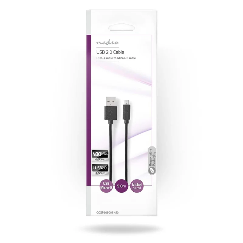 USB-Kabel USB 2.0 - USB-A Male - USB Micro-B Male