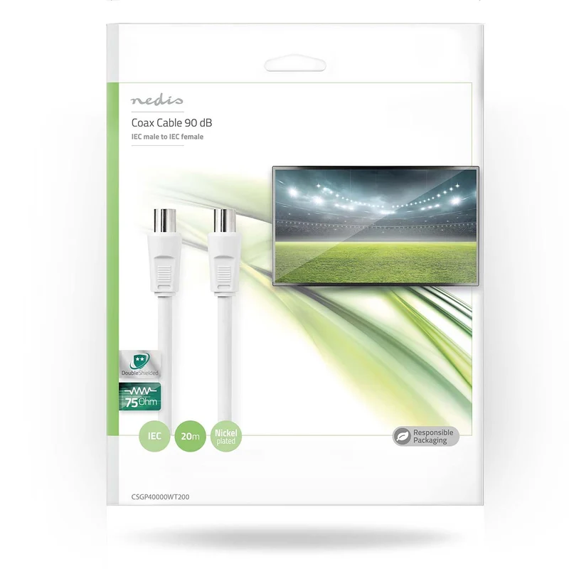 Coaxkabel IEC (Coax) Male - IEC (Coax) Female - Vernikkeld