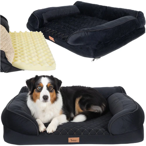 Orthopedische Hondenmand M 80 x 65 cm – Ergonomisch Hondenbed met Traagschuim – Wasbare Hoes – Antislip – Zwart