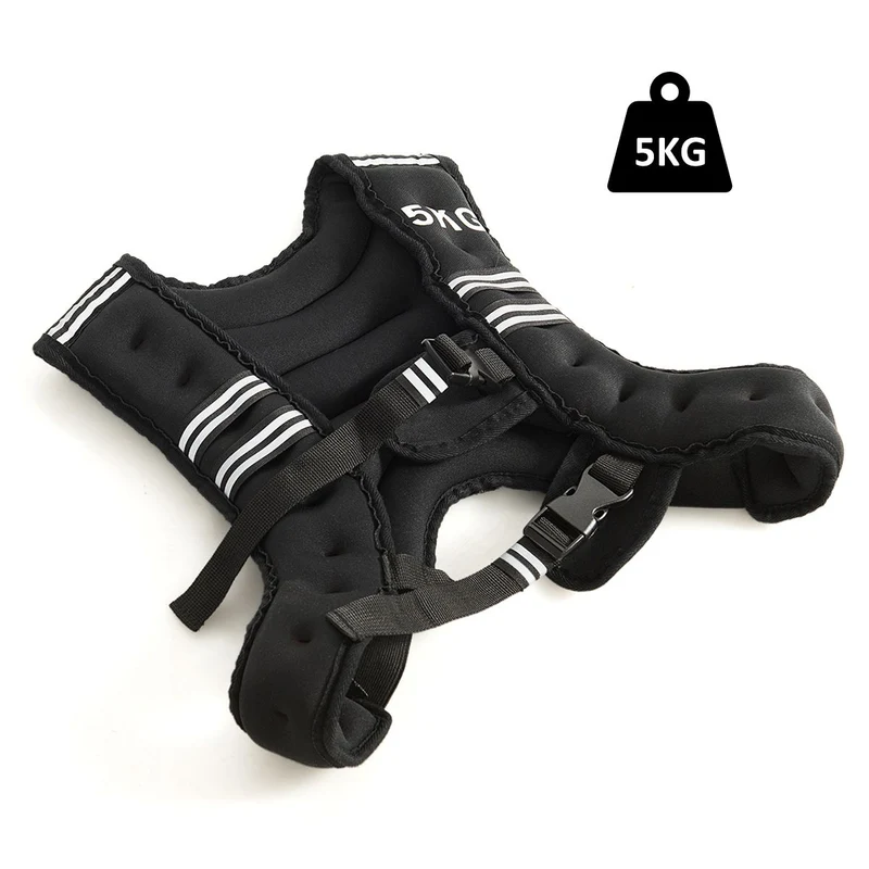 Trendmix Verstelbaar Gewichtsvest Weight vest 5 kg Sportvest - Reflectoren - Verstelbanden Zwart
