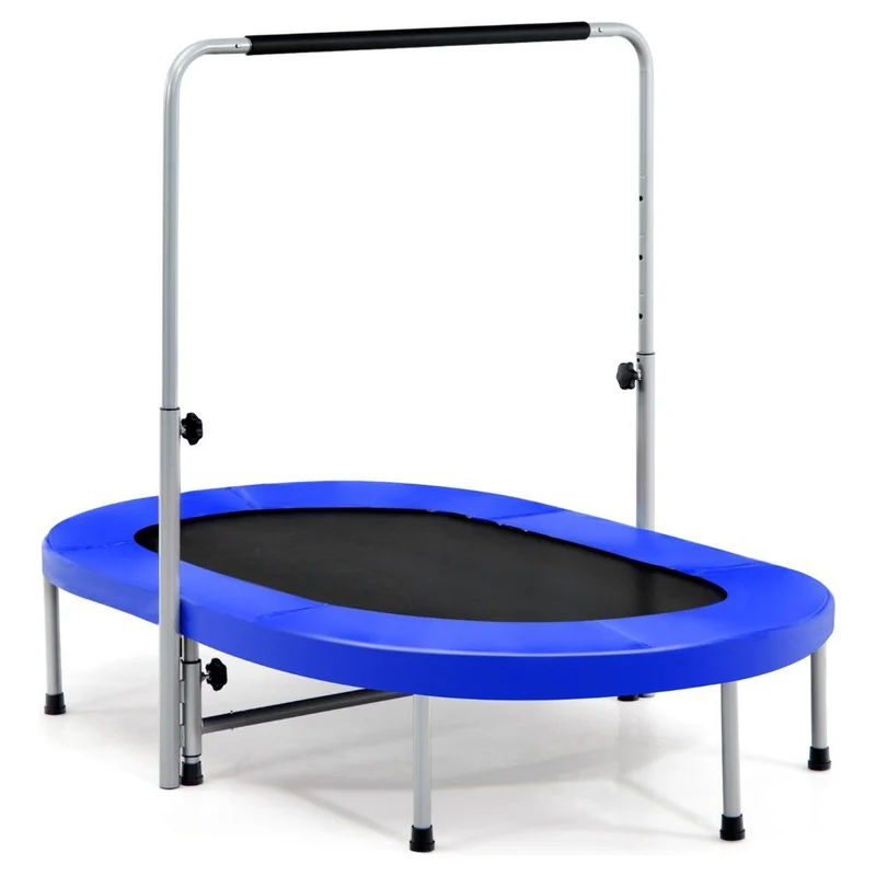 Trendmix Fitness Trampoline Opvouwbaar – Mini Trampoline met Verstelbare Leuning – Blauw
