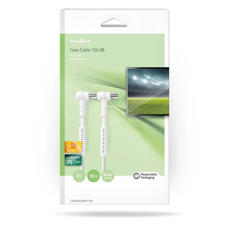 Coaxkabel IEC (Coax) Male - IEC (Coax) Female - Vernikkeld