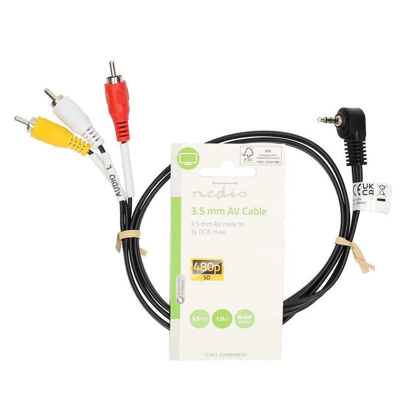 Audio-Videokabel 3,5 mm Male - 3x RCA Male - Vernikkeld