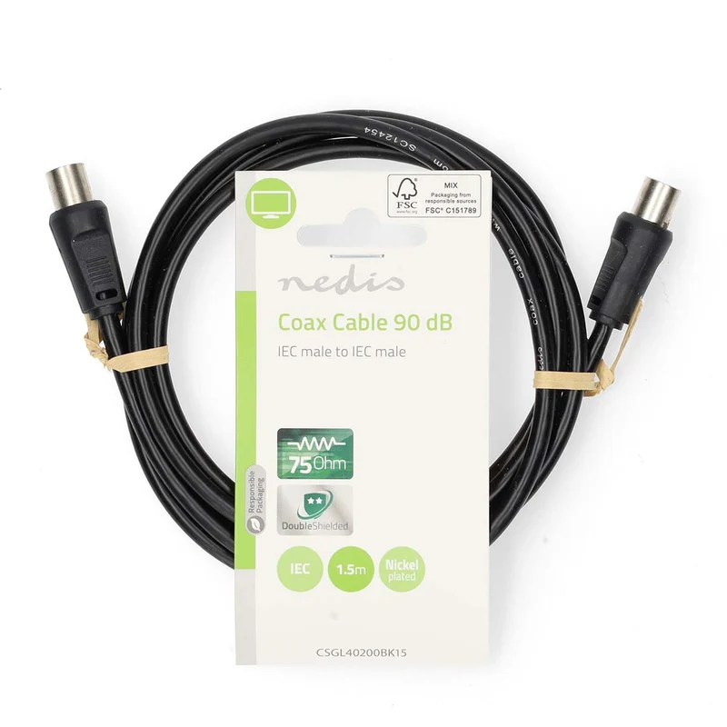 Coaxkabel IEC (Coax) Male - IEC (Coax) Male - Vernikkeld